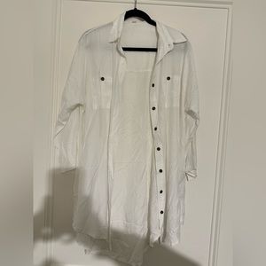 Light weight boutique white button up swimsuit cover up